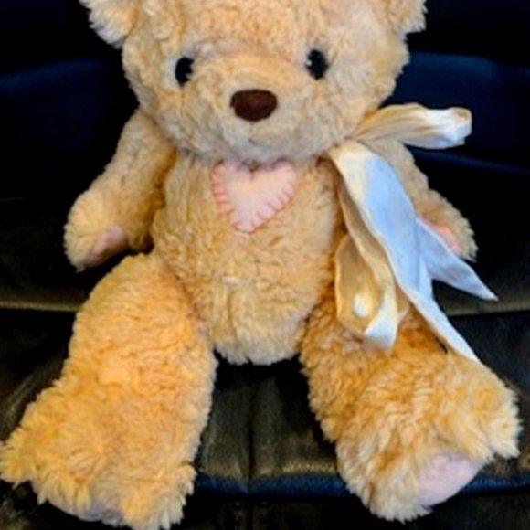 Cherished Teddies Stuffed Beige Teddy Bear with Heart Embroidery 13.5" x 10" - Picture 2 of 6